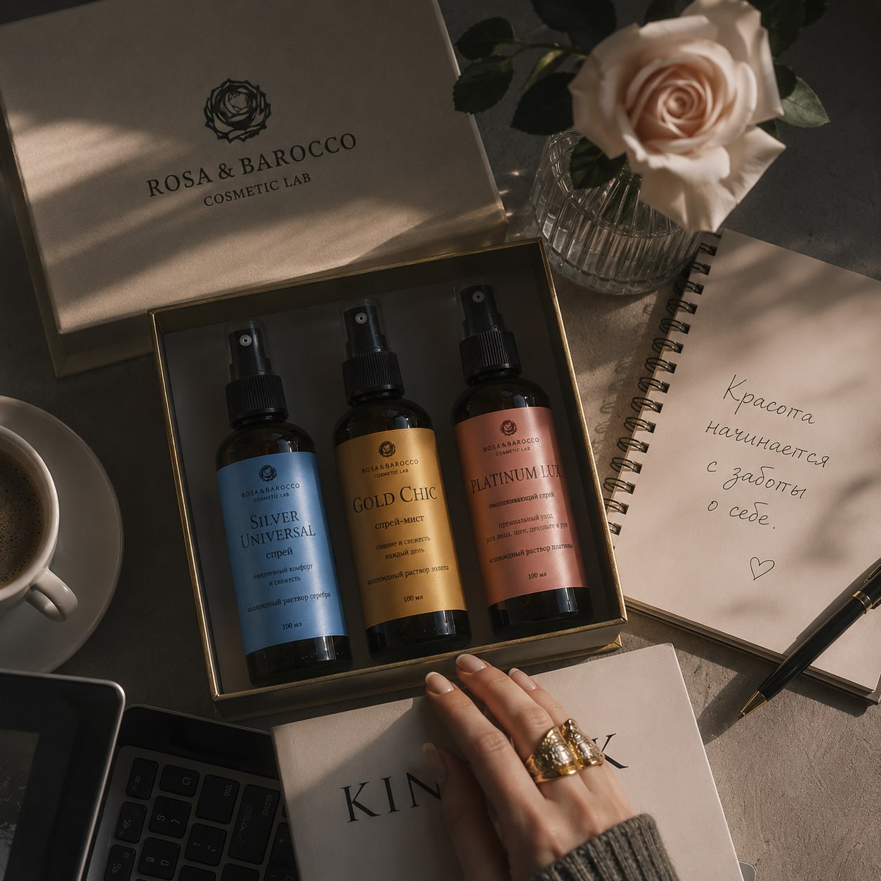 Подарочный набор ROSA&BAROCCO в домашнем интерьере